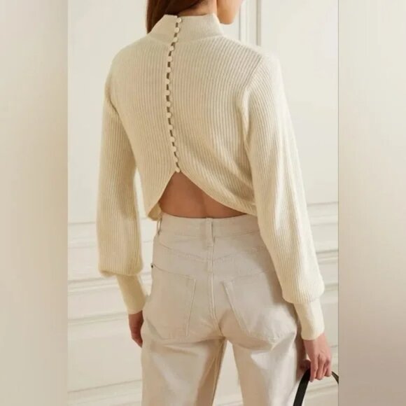 Reformation Sweaters - Reformation Kieran Cashmere Oatmeal Cream Colored Button Back Sweater Women's M